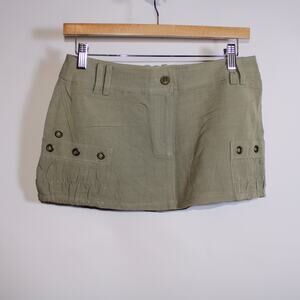 Bear Two Style Olive Green Denim Cargo Micro Skirt